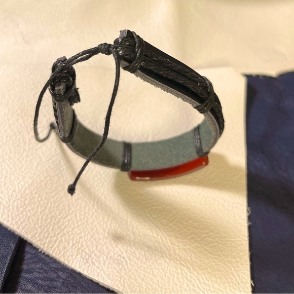 COPY - Agate Stone Leather Brown Adjustable Bracelet - Picture 4 of 6